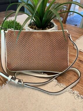 Kate Spade Raffia & Leather Crossbody Bag